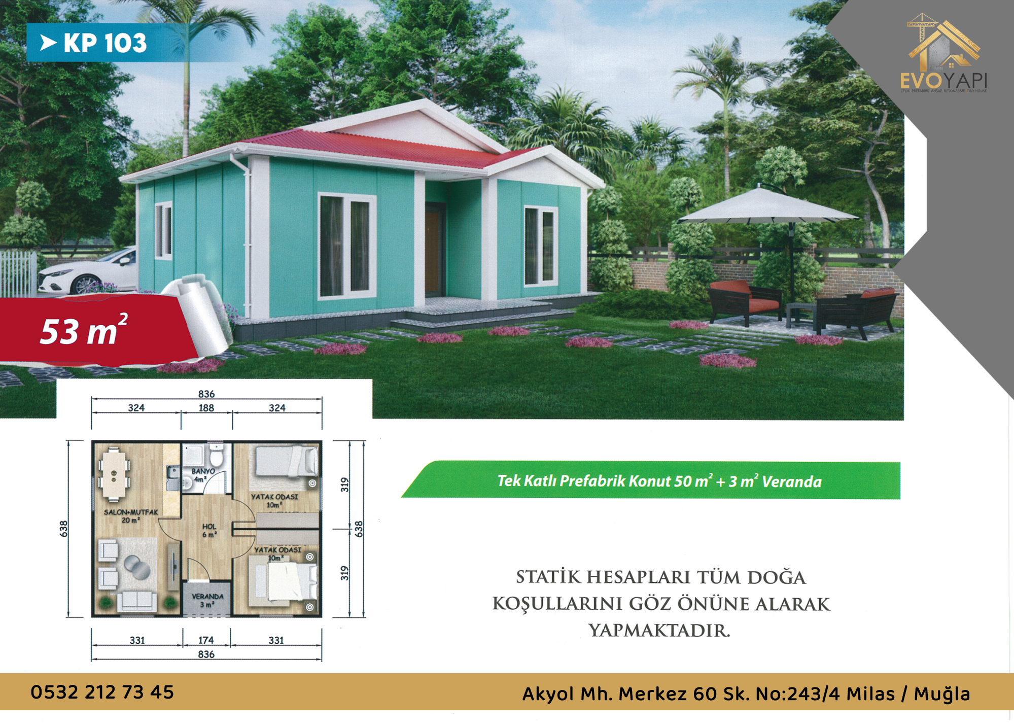 KP103 53 m² Prefabrik Ev