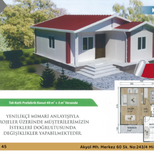 KP104 54 m² Prefabrik Ev