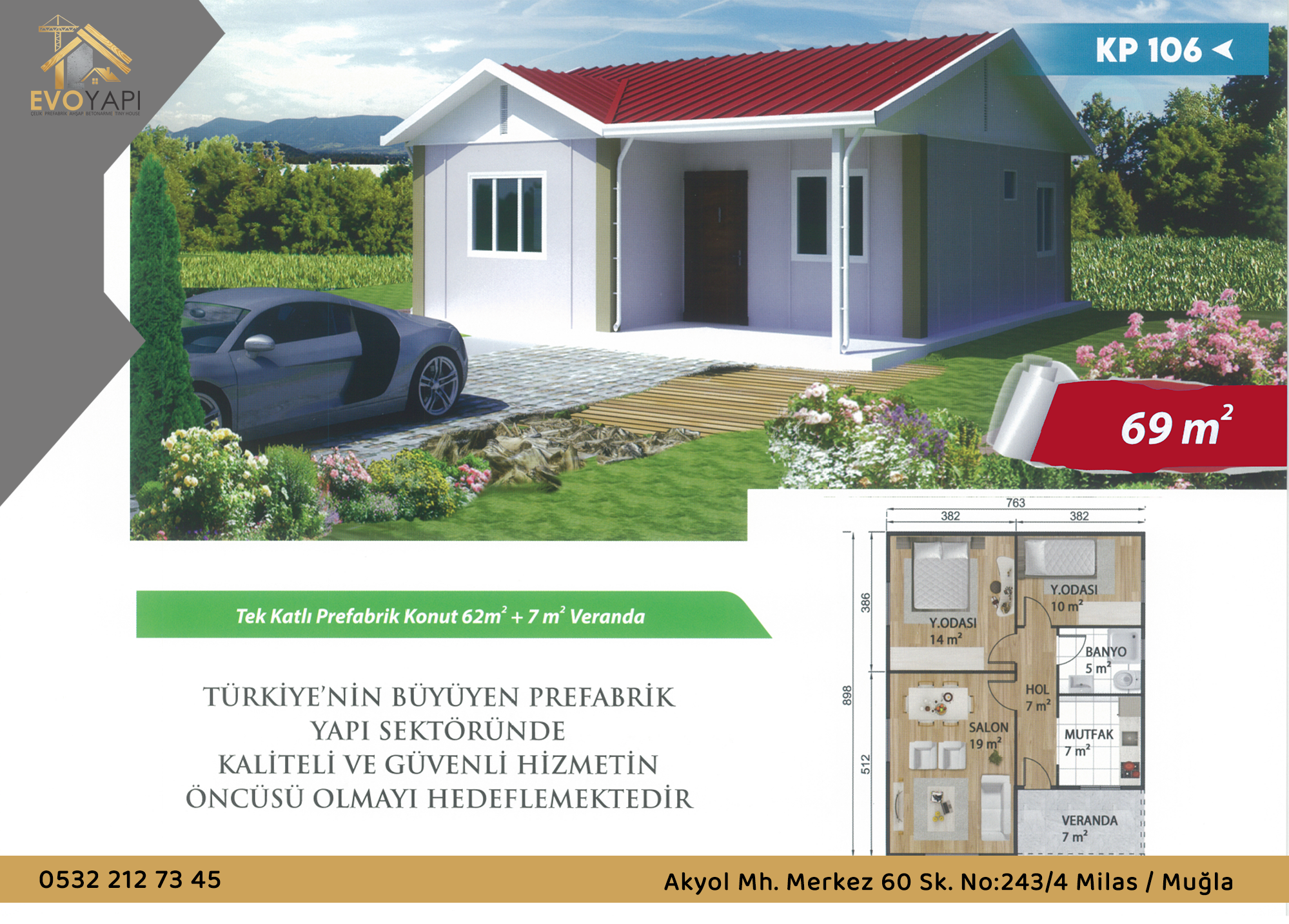 KP106 69 m² Prefabrik Ev