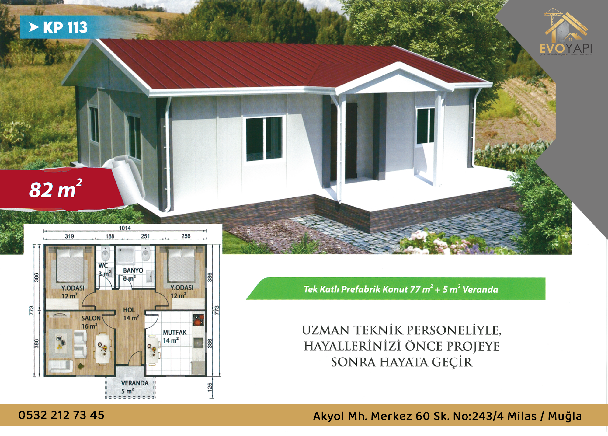 KP113 82 m² Prefabrik Ev