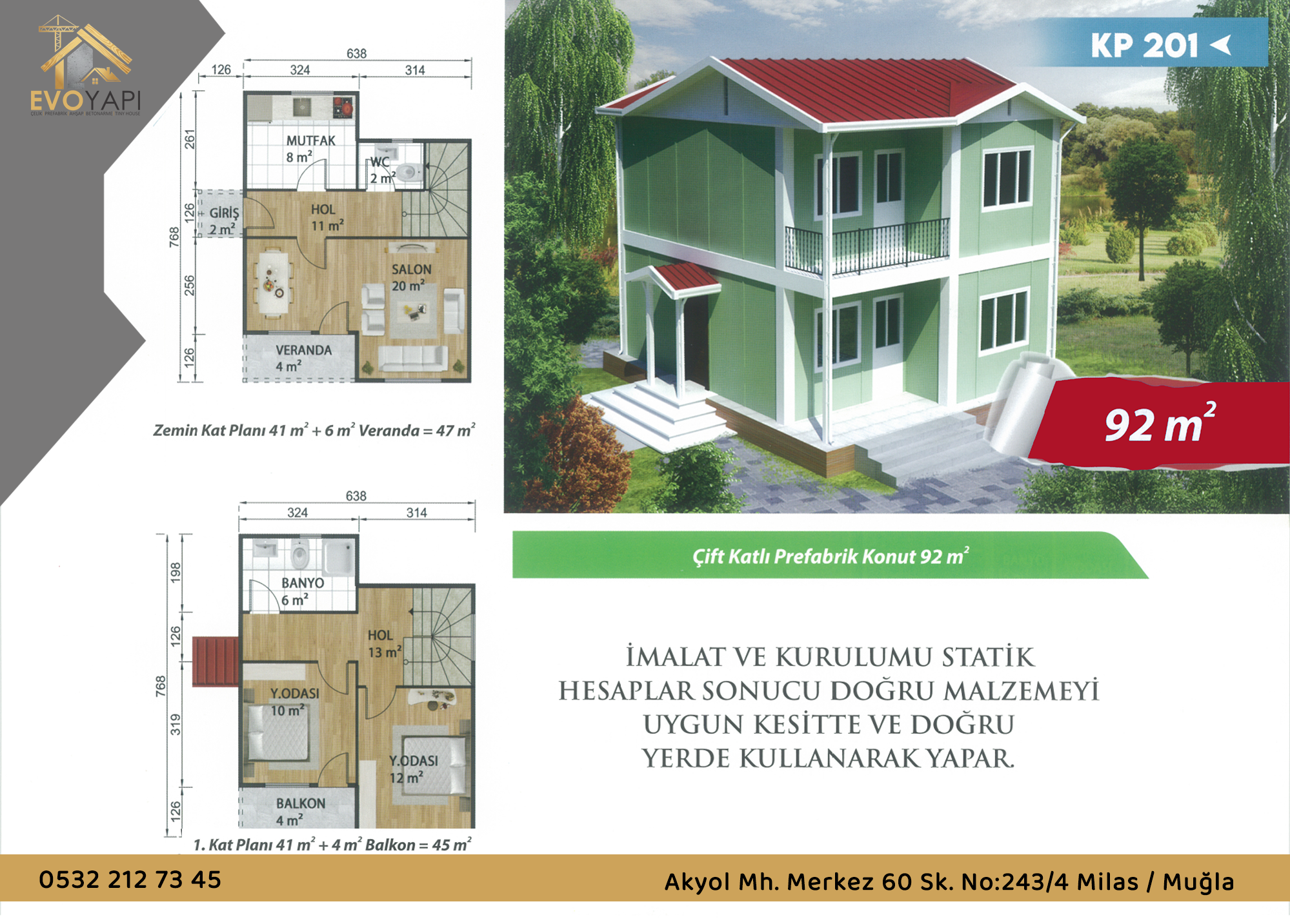 KP201 92 m² Prefabrik Ev