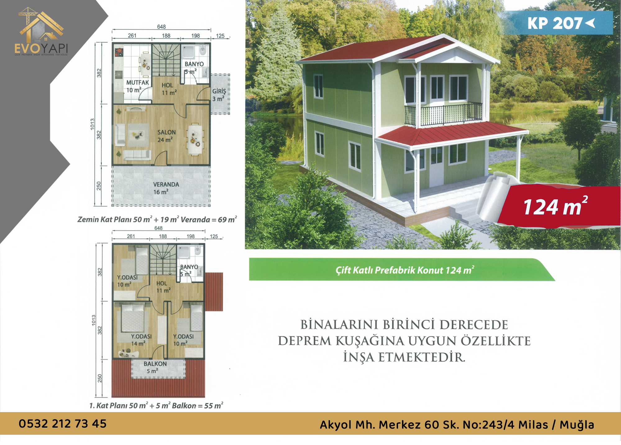 KP207 124 m² Prefabrik Ev